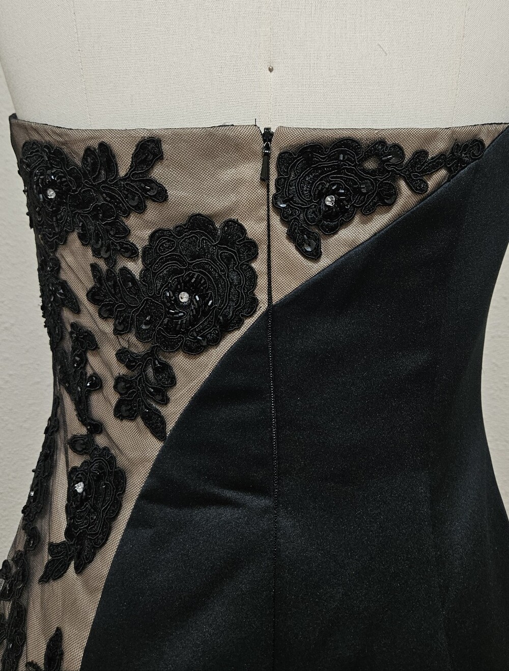 Cache Black Strapless Sequin Floral Mesh Mermaid Evening Gown Dress 8 - Picture 6 of 16
